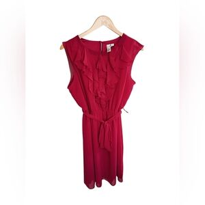 Emma And Michele Red Short sleeve Ruffle Front Dress Size 12